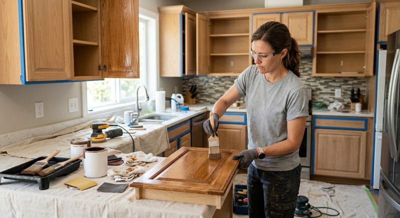 Built In Cabinetry Staining in Bloomington, IN