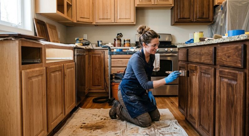 Oak Cabinet Refinishing in Carmel, IN